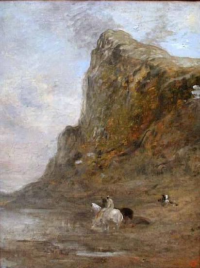 Eugene Fromentin Moroccan Horsemen at the Foot of the Chiffra Cliffs oil painting picture